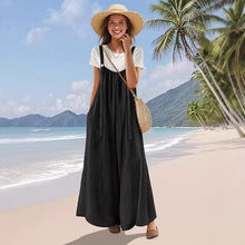 Damen Langer Baumwollkleid mit Trägern und Taschen Stalluxe