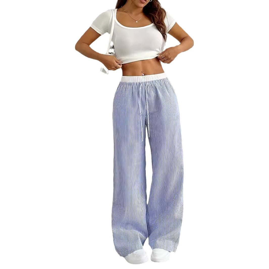 Damen Weite gestreifte Freizeithose Stalluxe