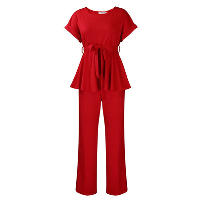 Damen Elegantes Kombination aus Loose-Fit Oberteil und weiten Hosen Stalluxe