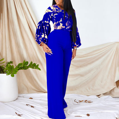 Damen Modischer Jumpsuit mit weit geschnittenen Beinen und auffälligem Blütenmuster Stalluxe