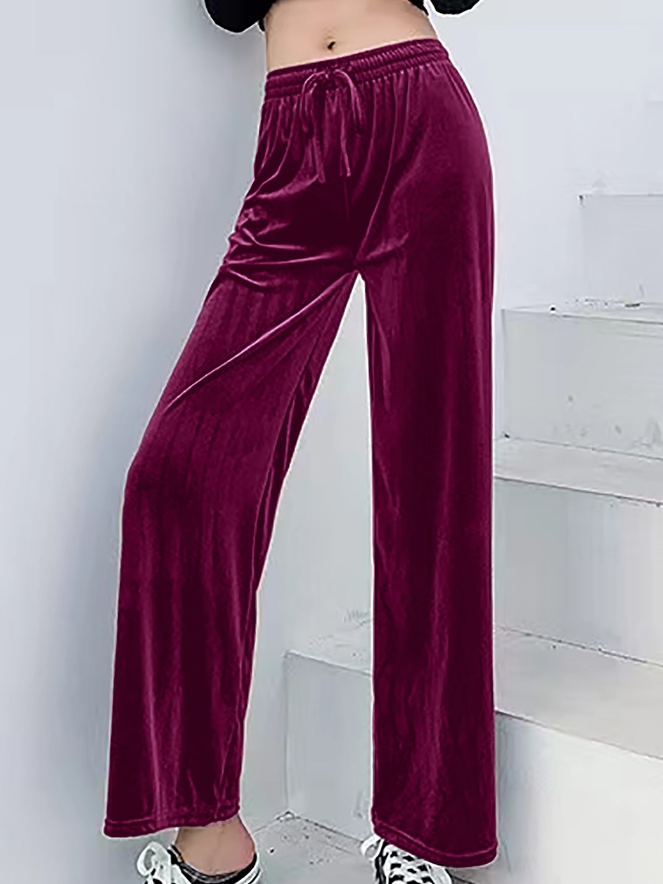 Damen weiche und lässige Lounge-Hose aus Samt Stalluxe