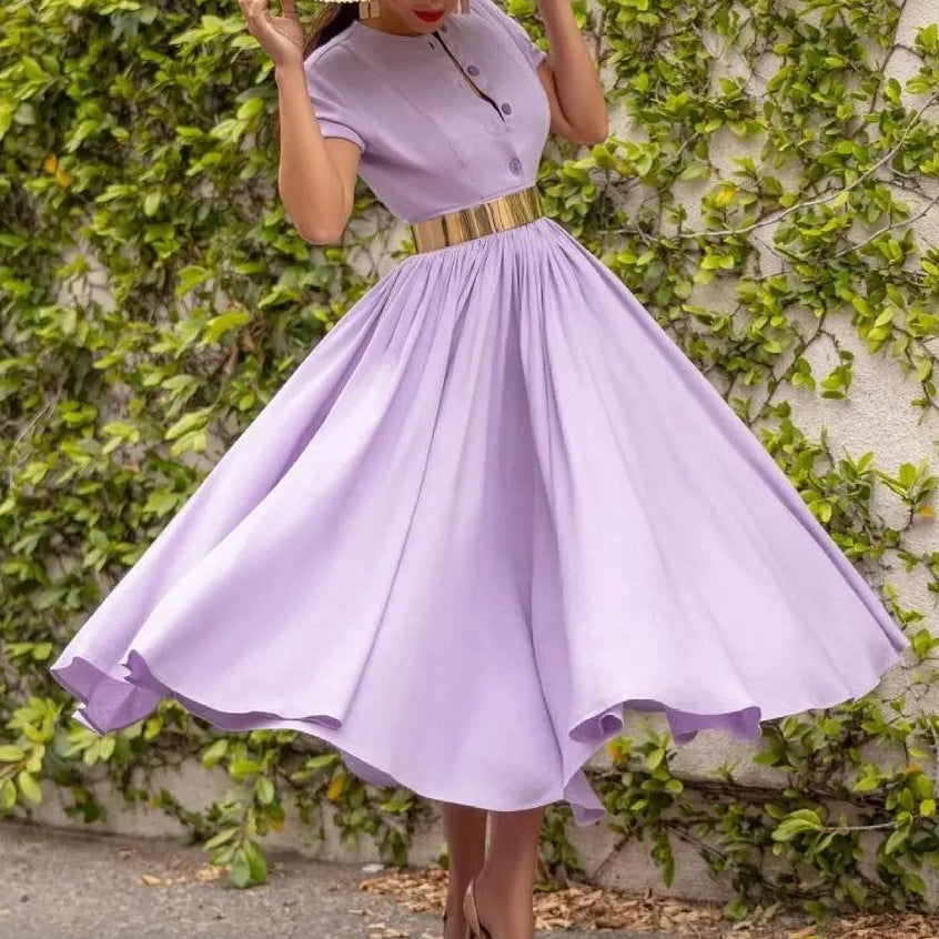 Damen Elegantes Maxikleid mit Knopfleiste und glamourösem Gürtel Stalluxe