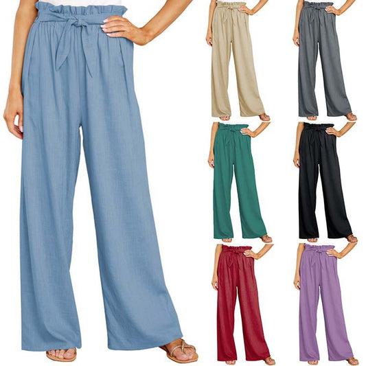 Damen Weite Sommerhose mit elastischem Bund und Bindegürtel Stalluxe