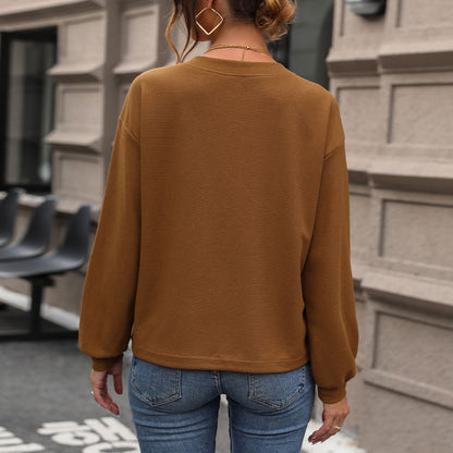 Damen lässiges V-Ausschnitt Sweatshirt mit strukturiertem Stoff Stalluxe