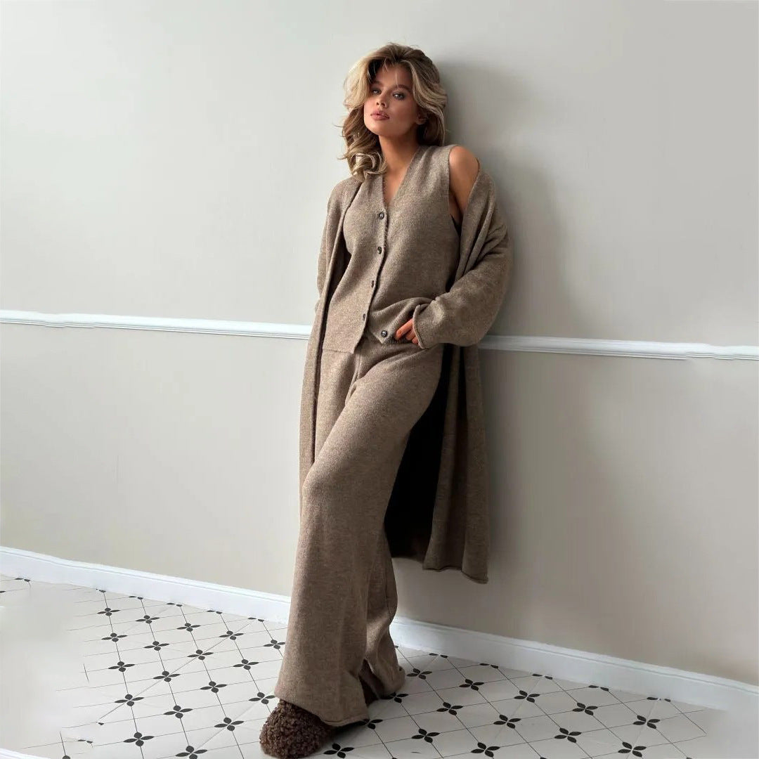 Damen Loungewear-Set mit beeindruckendem Cardigan und weitem Hosenstil Stalluxe