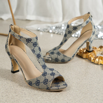 Damen Elegante Peeptoe-Pumps mit floralem Muster Stalluxe