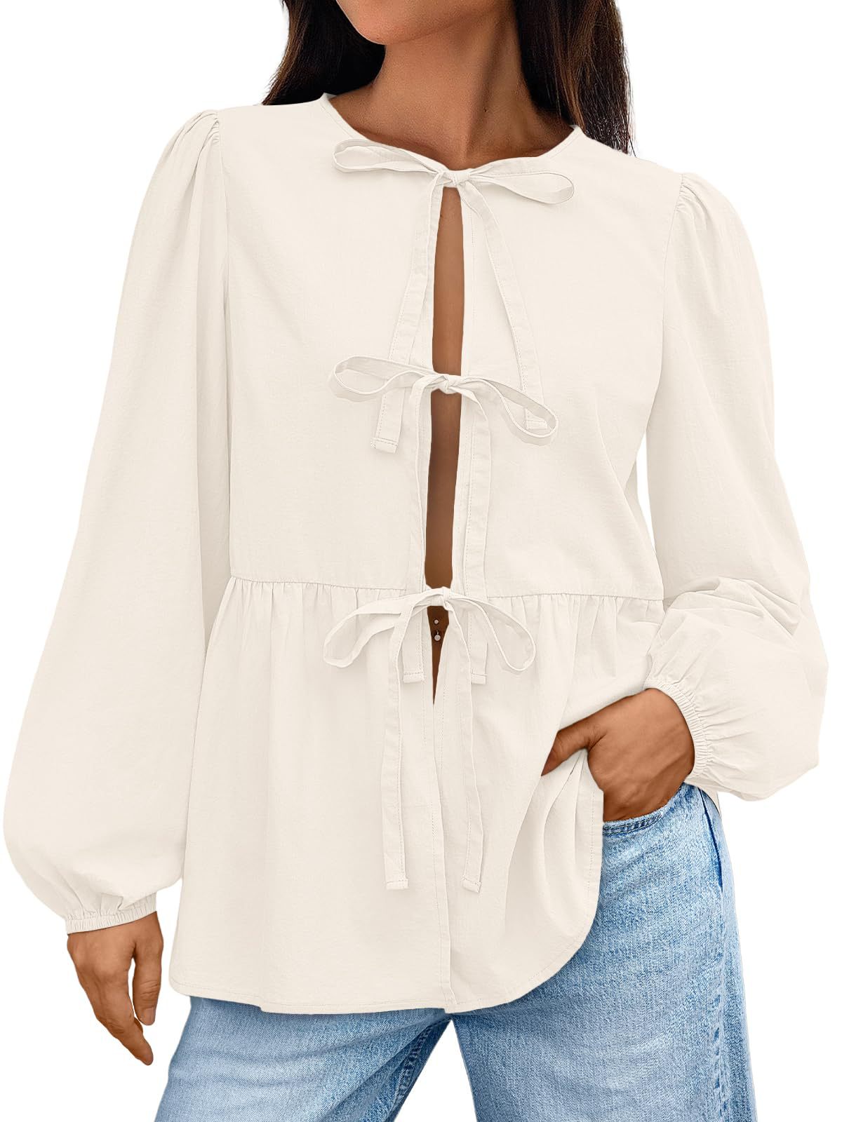 Damen Bluse mit Schleifen-Details und weitem Schnitt Stalluxe