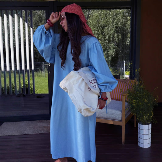 Damen Midikleid mit voluminösen Puffärmeln und elegantem Schnitt Stalluxe