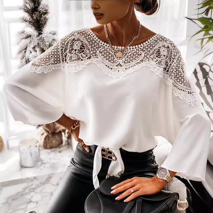 Damen Elegante Bluse mit Spitzenpartie Stalluxe