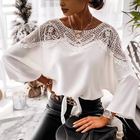 Damen Elegante Bluse mit Spitzenpartie Stalluxe