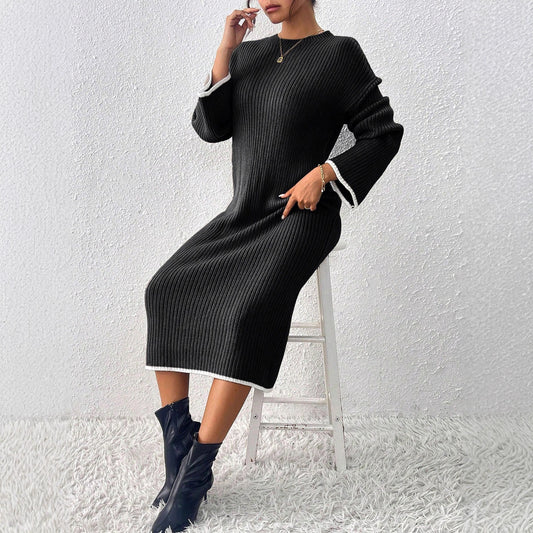 Damen lässiges Strickkleid mit Ribstruktur und weitem Schnitt Stalluxe