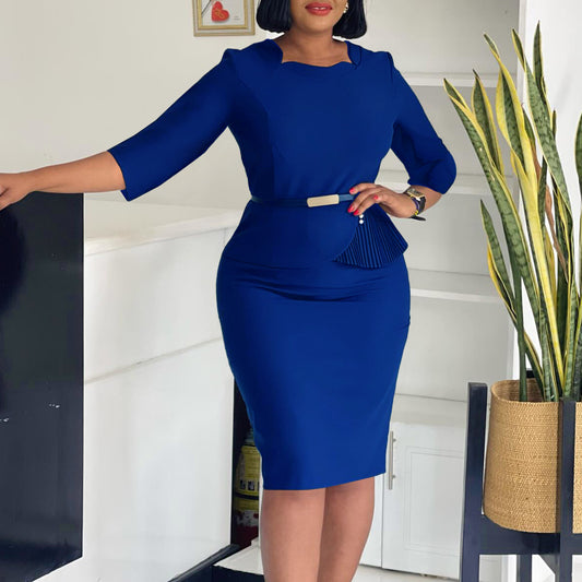 Damen Figurbetontes Kleid mit Raffungen und Gürtel Stalluxe