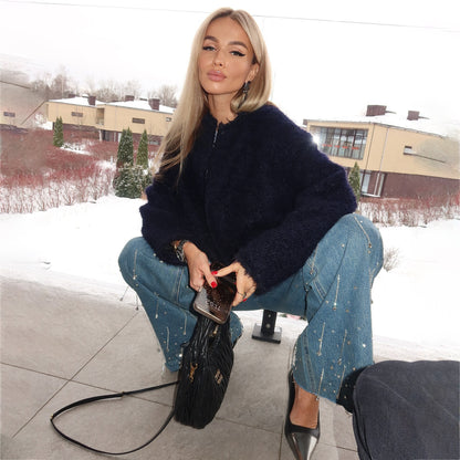 Damen Weit geschnittene Jeans mit funkelnden Perlenakzenten und lässigem Design Stalluxe