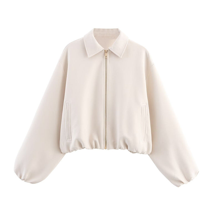 Damen Sportliche Windjacke mit hohem Kragen und praktischen Taschen Stalluxe Weiß