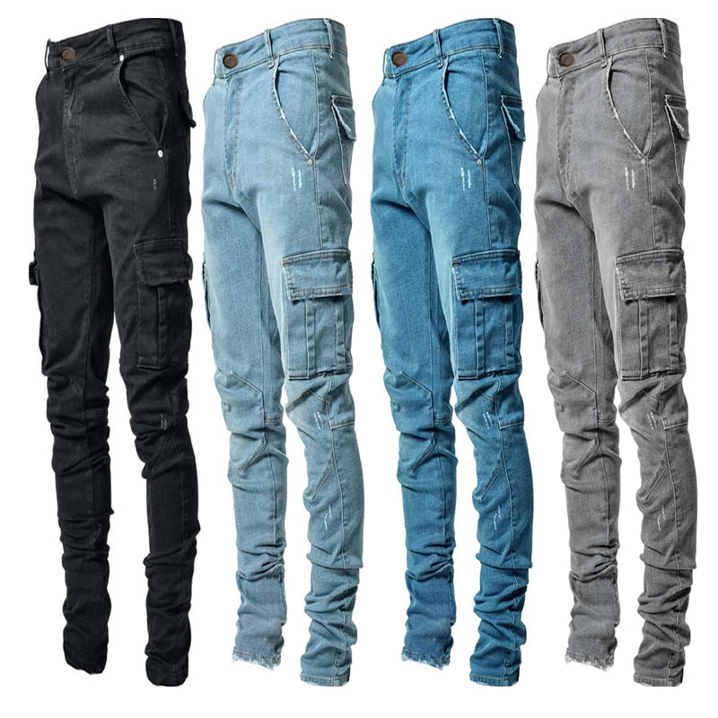 Herren Cargo-Jeans mit befestigten Taschen und lässigem Schnitt Stalluxe