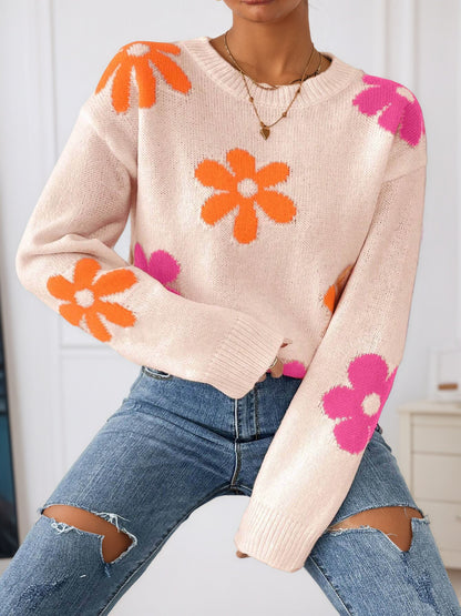 Damen Pullover mit floralem Design und Rundhalsausschnitt Stalluxe