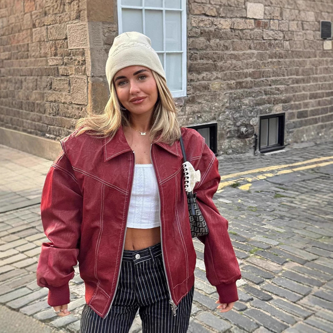 Damen Oversized Jacke im Jeanslook mit strukturierter Oberfläche und verstecktem Reißverschluss Stalluxe