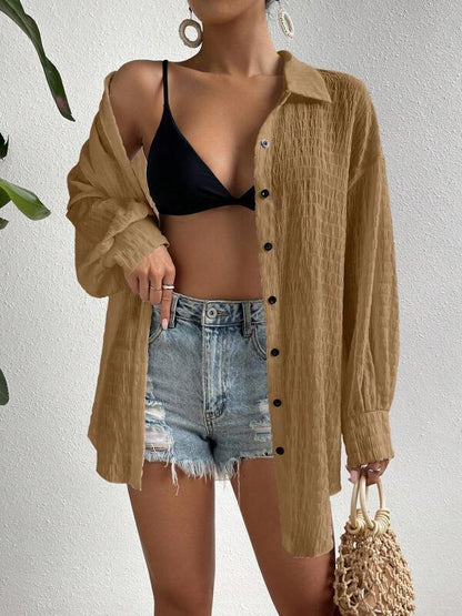 Damen lässige oversized Bluse mit strukturiertem Stoff Stalluxe