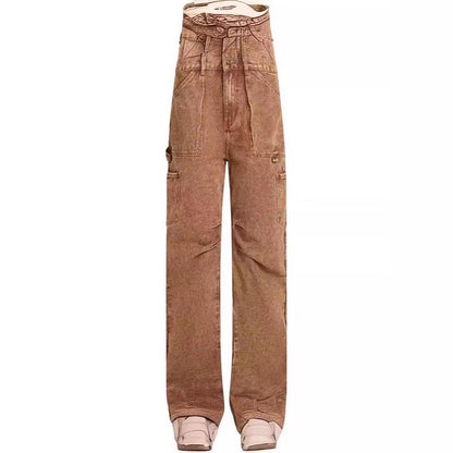 Damen lässige Cargo-Jeans mit verstellbarem Bund Stalluxe