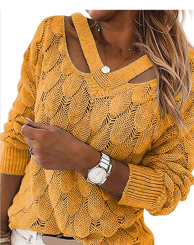 Damen Strickpullover mit V-Ausschnitt und raffiniertem Rippstruktur Stalluxe
