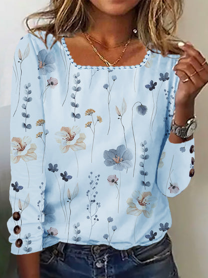 Damen Bluse mit floralem Druck und dekorativen Knopfdetails Stalluxe