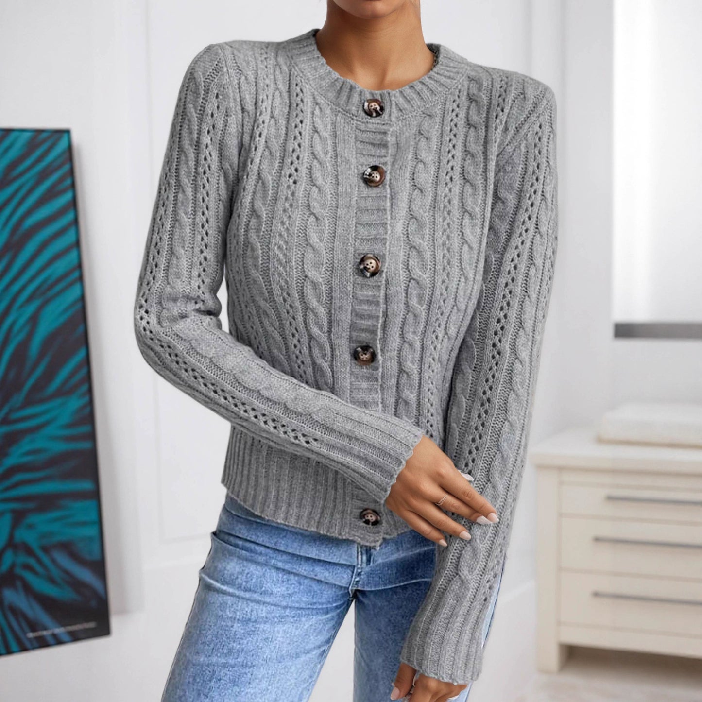 Damen elegante Strickjacke Stalluxe