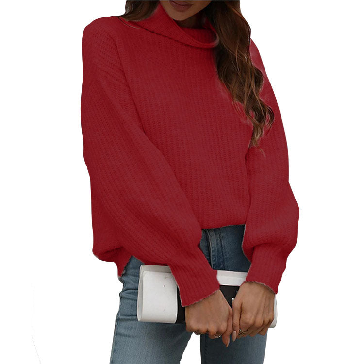 Damen Strickpullover mit weitem Schnitt und modischem Rollkragen Stalluxe