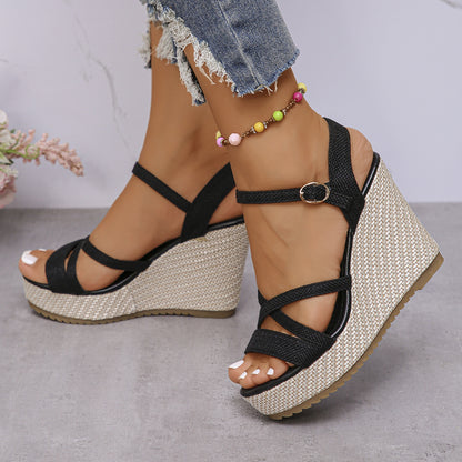 Damen Wedge-Sandalen mit verstellbarem Riemen und rutschfester Sohle Stalluxe