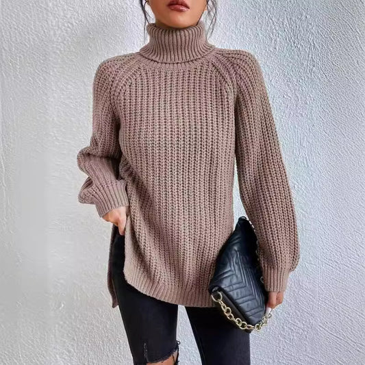 Damen Grobstrickpullover mit hohem Kragen und strukturiertem Muster Stalluxe