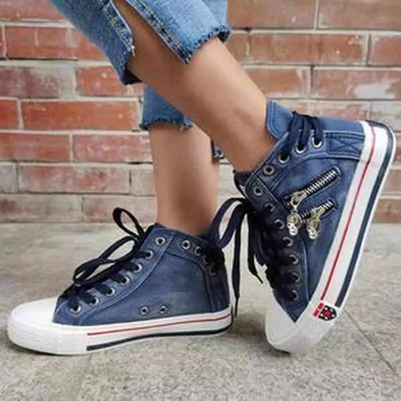Damen Hohe Sneakers im modernen Used-Look mit modischen Reißverschlussdetails Stalluxe