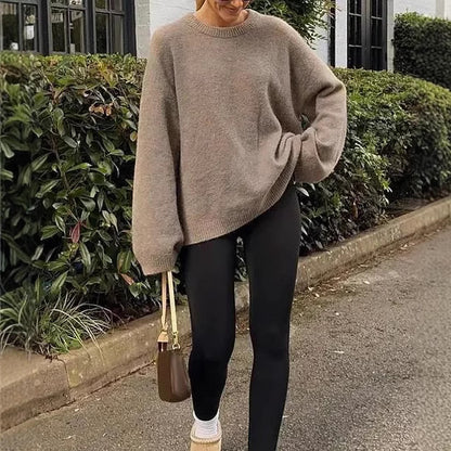Damen Gemütlicher Strickpullover mit weitem Schnitt und Rundhalsausschnitt Stalluxe