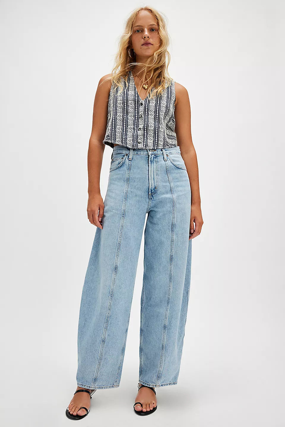Damen Weit geschnittene Jeans im Vintage-Stil mit hohem Bund Stalluxe