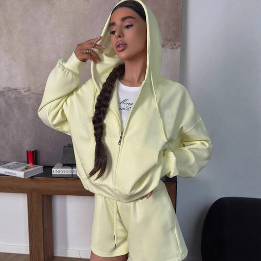 Damen bequeme Hoody-Shorts Kombination Stalluxe