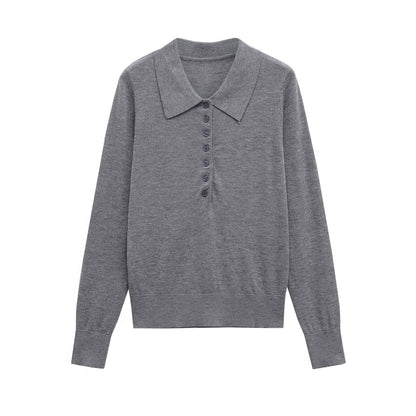 Damen Langarm-Pullover mit Polo-Kragen und knöpfbarem Ausschnitt Stalluxe