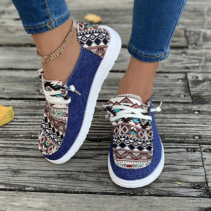 Damen modische Freizeit-Sneaker mit ethnischem Muster Stalluxe