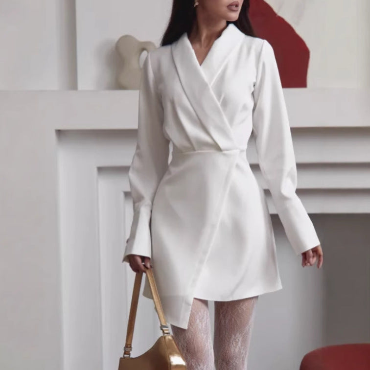 Damen Wickelkleid mit elegantem V-Ausschnitt und langen Ärmeln Stalluxe