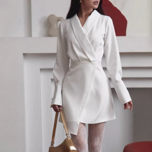 Damen Wickelkleid mit elegantem V-Ausschnitt und langen Ärmeln Stalluxe