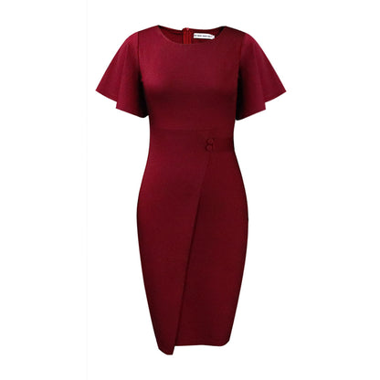 Damen Elegantes Wickelkleid mit Rüschenärmeln und taillierter Silhouette Stalluxe