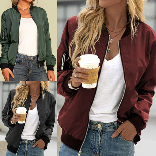 Damen stylische Bomberjacke mit praktischem Reißverschluss und seitlichen Taschen Stalluxe