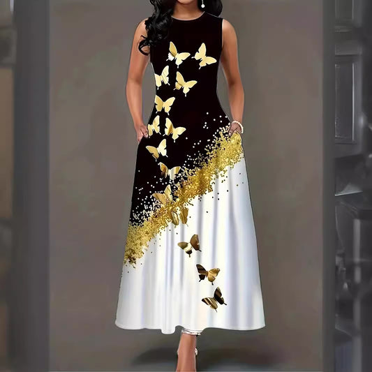 Damen Maxikleid mit floralem Motiv und praktischen Taschen Stalluxe