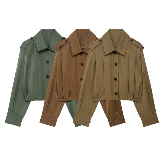 Damen cropped Blusenjacke mit elegantem Schnitt und Knopfdetails Stalluxe