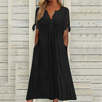 Damen lässiges Sommerkleid mit besonderer Lochmusterung Stalluxe