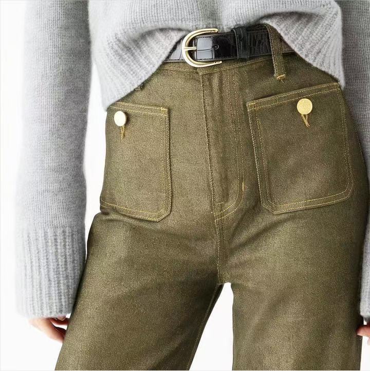 Damen Weite Jeans mit modischem Saum Stalluxe