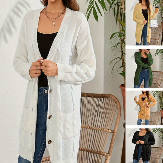 Damen Grobstrick Cardigan mit Taschen und Knopfverschluss Stalluxe