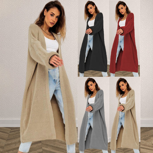 Damen Langer gestrickter Cardigan mit lässigem Schnitt und strukturierter Textur Stalluxe