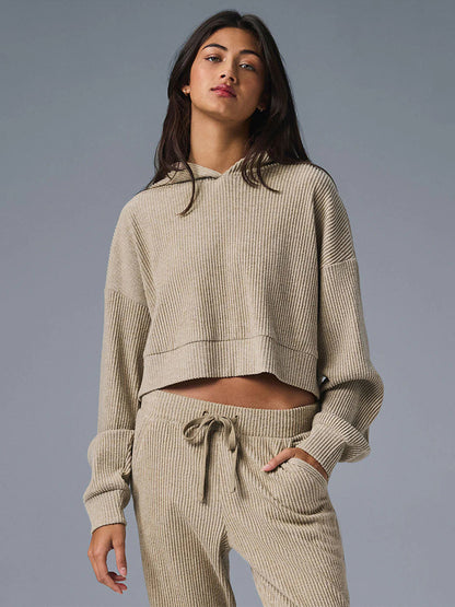 Damen lässiger cropped Hoodie und feine Jogginghose Stalluxe