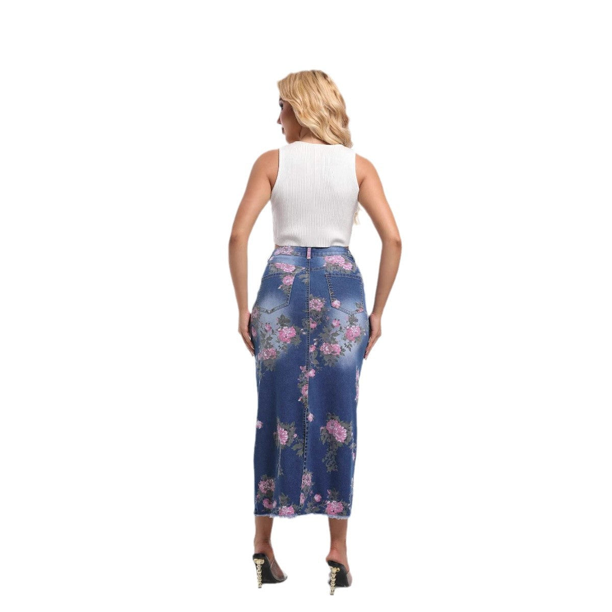 Damen Maxi-Rock mit floralen Applikationen Stalluxe