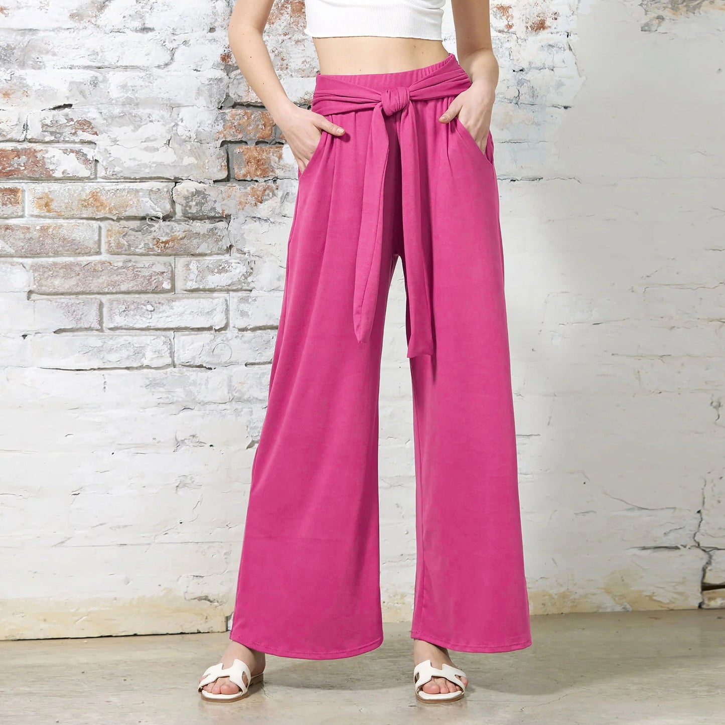 Damen Weite Jersey-Hose mit Bindegürtel und hohem Bund Stalluxe