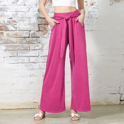 Damen Weite Jersey-Hose mit Bindegürtel und hohem Bund Stalluxe