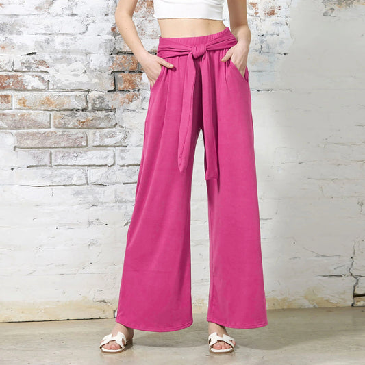 Damen Weite Jersey-Hose mit Bindegürtel und hohem Bund Stalluxe